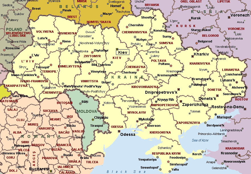 Ukraine Provinces carte
